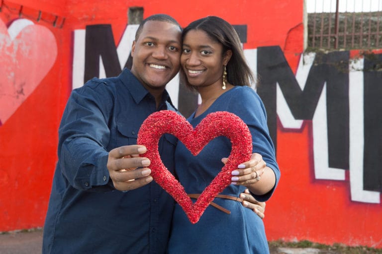 Couple in front of I Love Memphis Sign